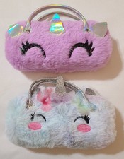 2pk Unicorn Eyeglasses Hard Case Eyewear Clam Shell Kids Fluffy Sparkly Handles