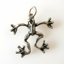 Sterling Silver 925 Frog Charm Pendant with B...