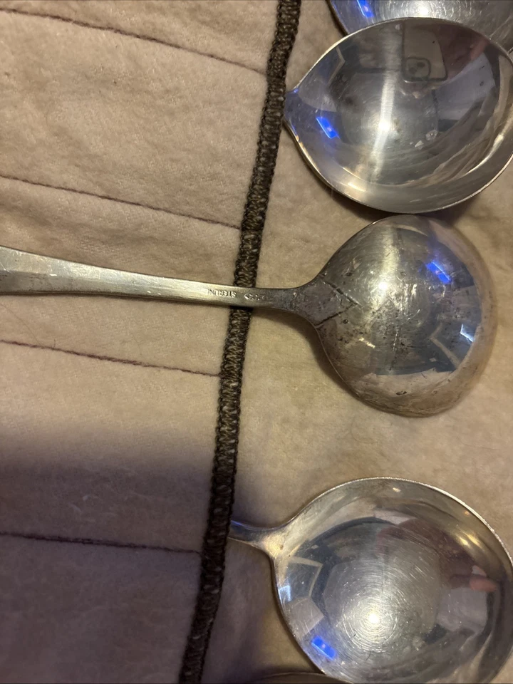 ANTIGUA CUCHARA SOPA CREMA COLONIAL PLATA ESTERLINA COLA DE RATA 10 LUNT 15 OZ Troy. Foto 3 de 4