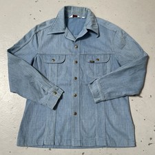 Vintage 1970s Lee Set Denim Western Ranch Shirt-Jacket Made In USA L Reg