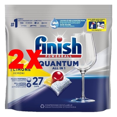 2 X Finish Tabs Pastiglie Lavastoviglie 27 Pz. Quantum Limone all in 1