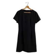 Quince Italian Wool Short Sleeve Dress Black 8