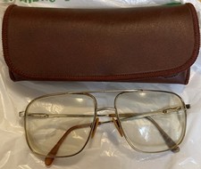Vintage Safilo Elasta Eyeglasses Goldtone Full Frame Retro With Case