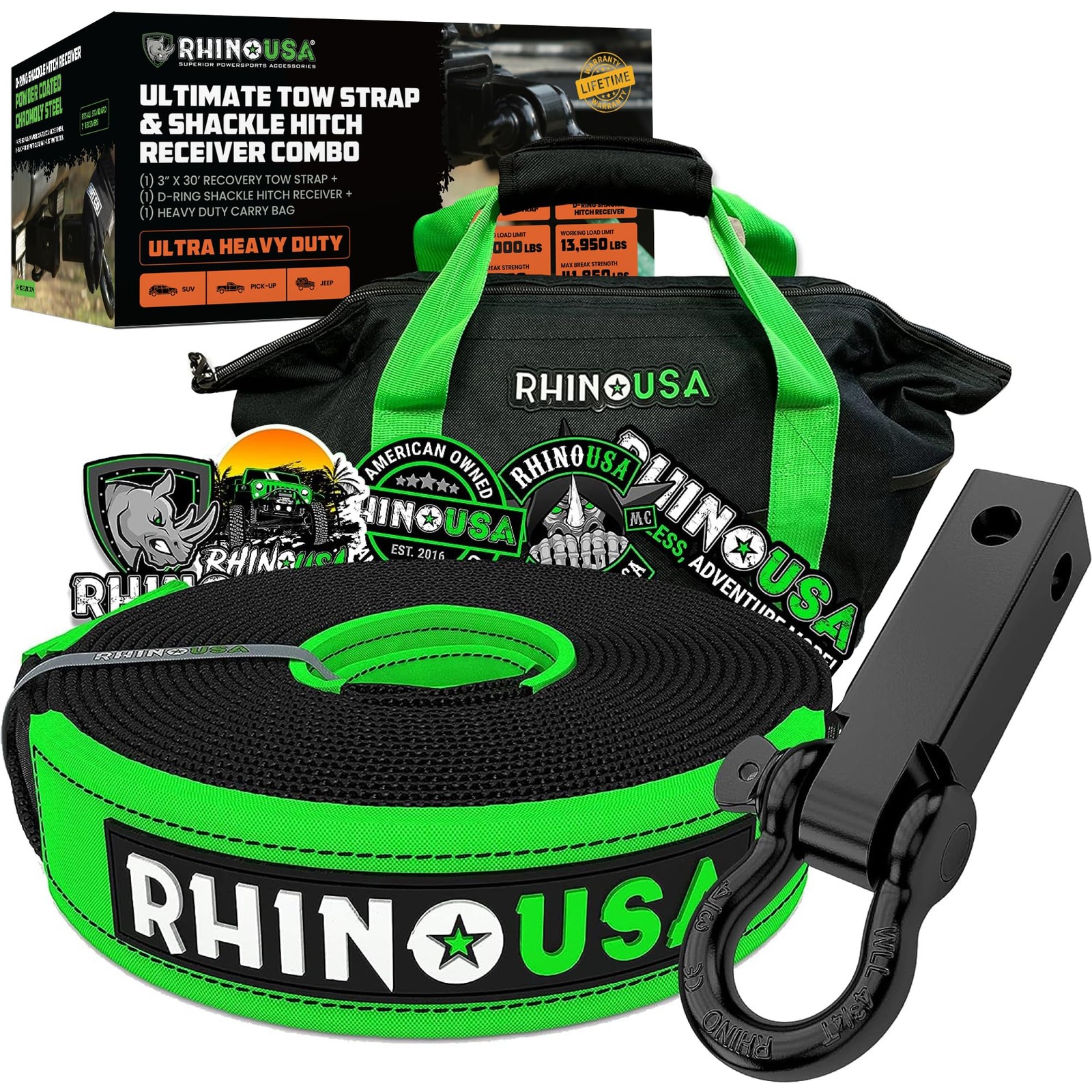 Rhino usa heavy-duty recovery gear combos off-road truck vehicle recovery, b...