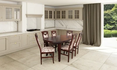 Klassische Esszimmer Garnitur Holztisch mit 6 Stühlen Stuhl Design Tisch Tische - Bild 1 von 4