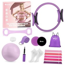 17 PCS Pilates Kit for Women, Pilates Equipment Ring and Ball Set with Purple