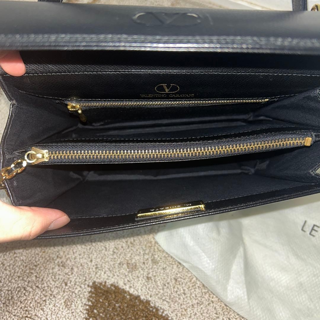 Valentino Hand Bag Tote Purse Logo Leather Black Auth Excellent From JAPAN thumbnail 8