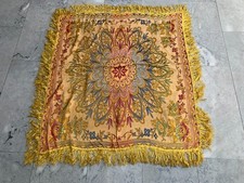 3x3 1950s Vintage Taj Mahal Silk Stain Piano Shawl Woman Floral Scarf 102x93 cm