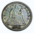 US 1843 P Seated Liberty Half Dime Silver 5C VF - XF