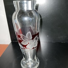 A Pair Of Vintage Red Etched Vases
