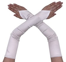 Aniler Women's Long Opera Party 1920s Satin Stretchy Elbow Length Gloves White