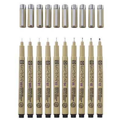 Sakura Pigma Micron Pencil Case 10 Fineliner Black