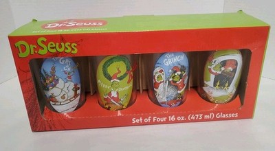 Dr Seuss | How The Grinch Stole Christmas Set of 4 Drinking Glasses 16 oz. 2012