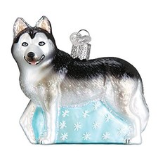 Old World Christmas Siberian Husky Dog Glass Ornament 12489 FREE BOX Pet New