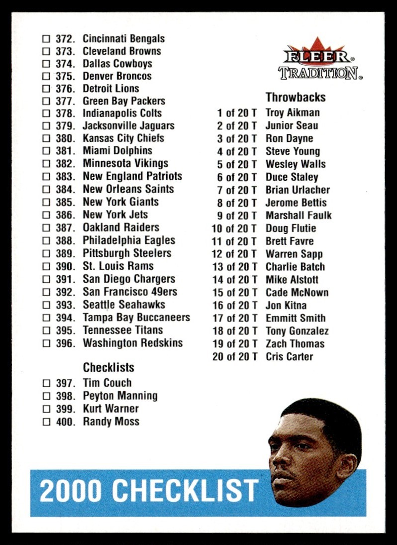 2000 Fleer Tradition Checklist 372-400 #400