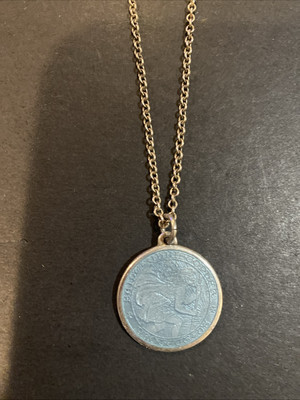 CHARLES THOMAE STERLING SILVER ENAMEL ST. CHRISTOPHER PENDANT WITH 925 NECKLACE
