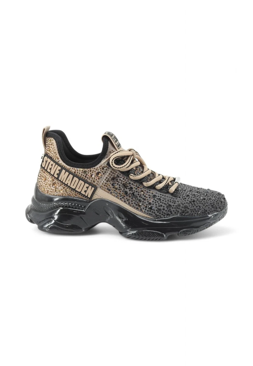 Steve Madden Scarpe Da Ginnastica Donna Ruggine – Sneakers Con Plateau E Doppia Allacciatura, Strass E Dettagli A Strati, Tacco 3,2 Cm