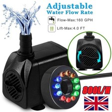 Submersible Water Pump Fish Tank Aquarium Feature Pond Fountain With 12LED Light