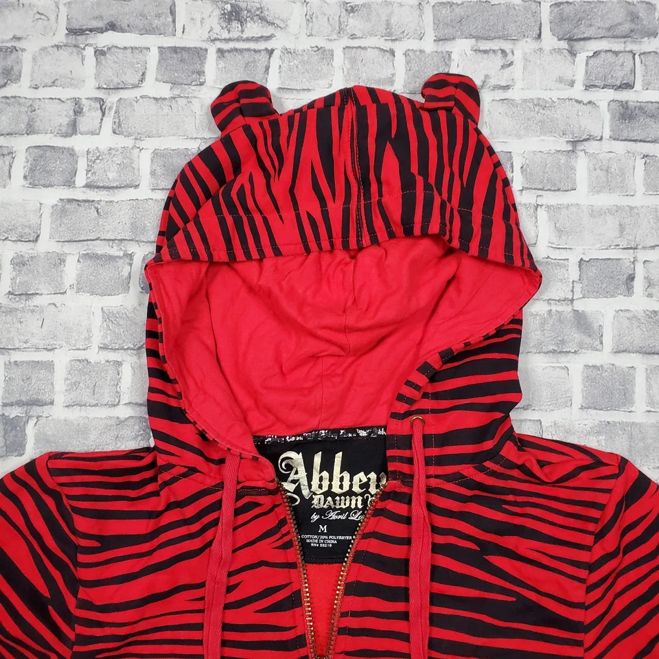 Толстовка с капюшоном Abbey Dawn от Avril Lavigne средняя красная тигровая с заклепками уши Y2K стерео винтаж - Изображение 2 из 4