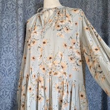 Women’s H&M Cotton Festival Summer Long Sleeve Sheer Short Dress. Size UK 12