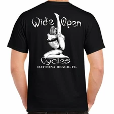 Wide Open Cycles Shirt Skull Motorcycle no Harley Stripper funny Biker T-Shirt