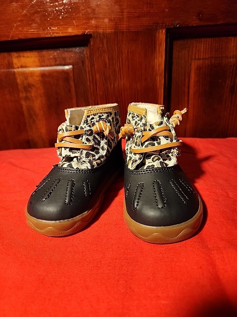 Sperry Icestorm Duck boots Leopard Print Girls Toddler Size 4M