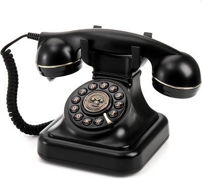 Retro Landline Telephone, Classic Corded Desk Phone, Vintage Old Fashioned Dial