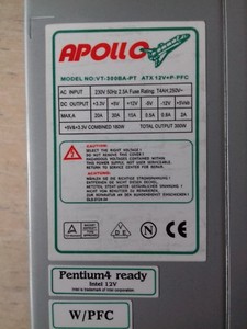 Netzteil PC 300 Watt Apollo VT-300BA-PT 20p P4 ATX Computer Gehäuse Power Supply