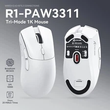 ATTACK SHARK R1 Wireless Gaming Mouse 18000Dpi 1000Hz Tri Connection PAW3311