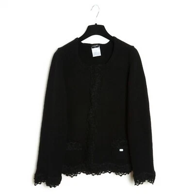 Chanel 06C Cardigan FR42 Cashmere Black Cardigan Resort 2006 Jacket US12 - Photo 1/4