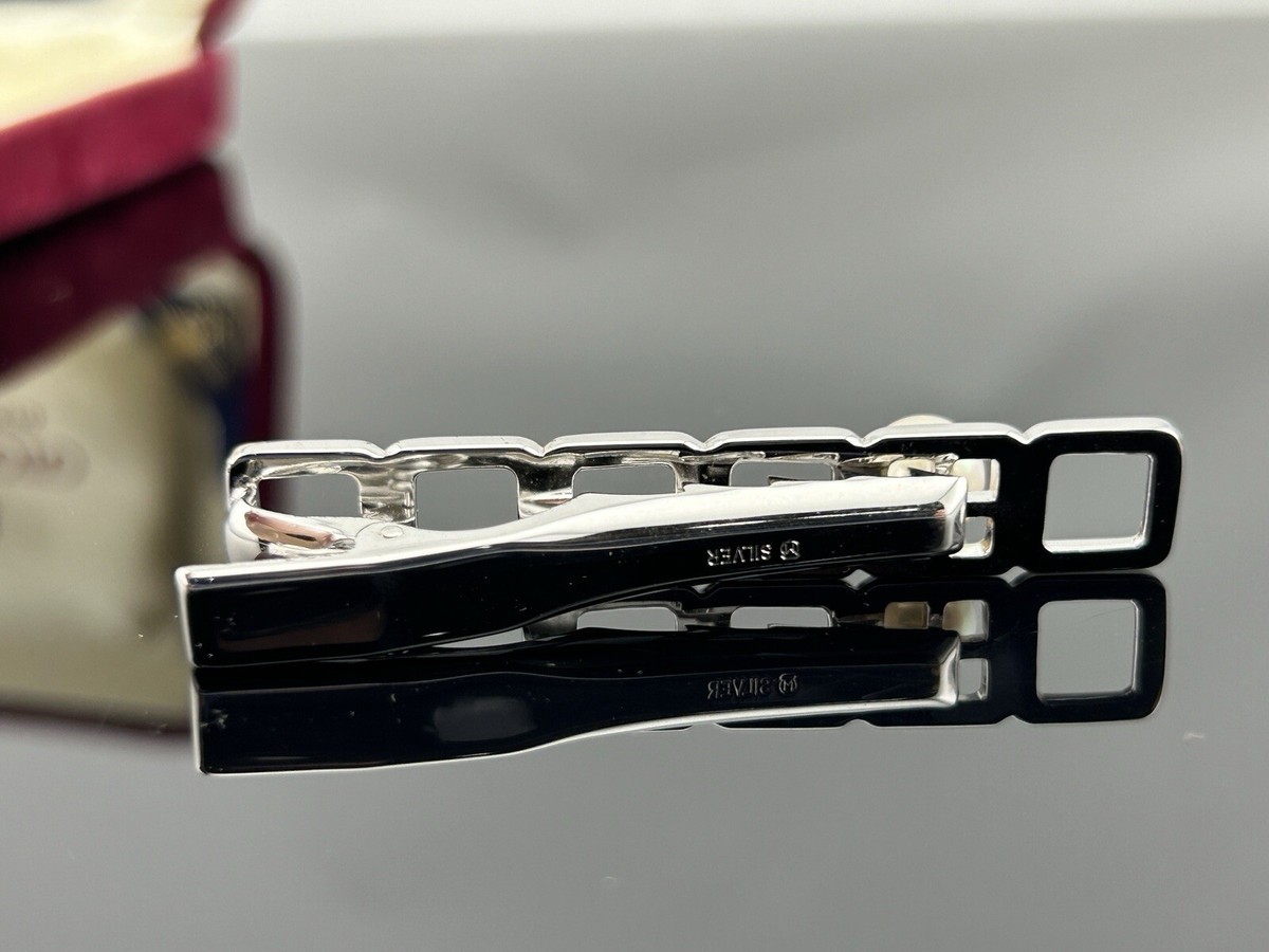 VTG Mikimoto Vintage Sterling Silver Pearl Tie Clip