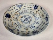 Porzellan Teller, Qing Hua Porzellan, Qing Dynastie, China, 18.-19. Jh. #BA250