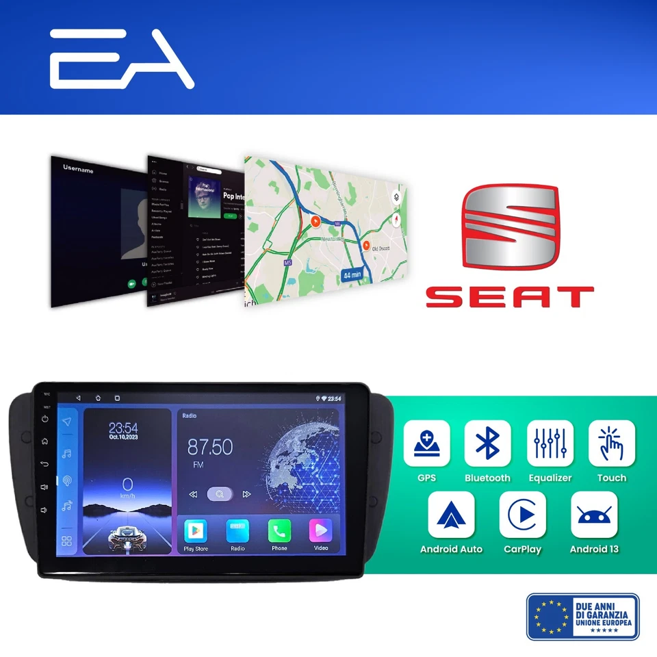 Autoradio Android per Seat Ibiza -Octacore 4GB 64GB -Carplay - Telecamera - Immagine 2 di 4