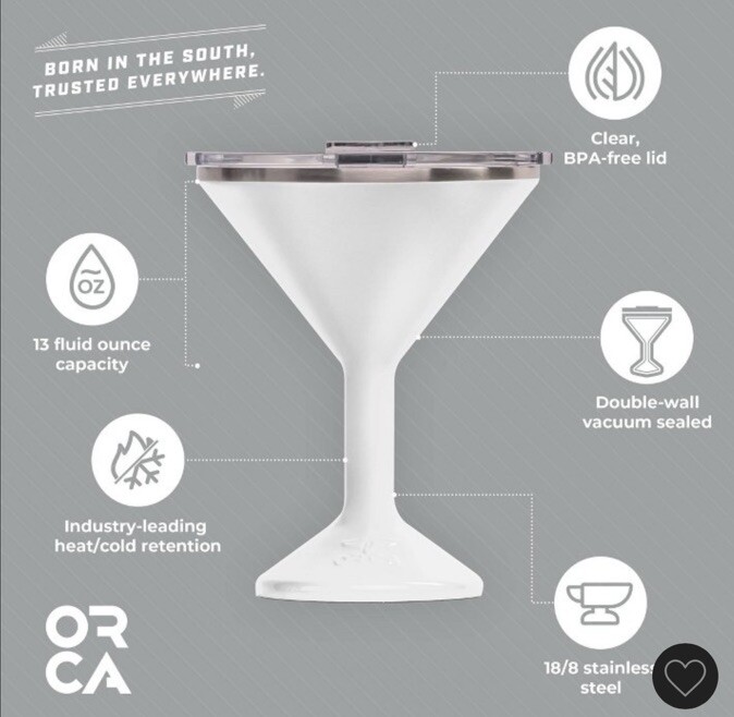 ORCA Coolers 13oz Tini Stainless Steal Lidded Martini Tumbler Pearl eBay