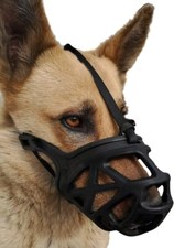 Dog Muzzle, Breathable Basket Muzzle - Black - Size Large
