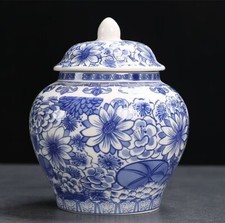 Chinese Blue and White Floral Porcelain Ceramic Vases, Tea Sugar Jar Cont...