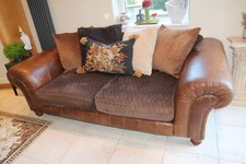 MIDI Barker & Stonehouse Tetrad degas brown leather & fabric sofa