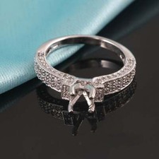 925 Sterling Silver 6 mm Round Semi Mount Ring Engagement Ring Setting