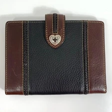 Brighton Brown & Black Leather Photo Book w/ Silver Heart Accent Snap Holds 20