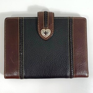 Brighton Brown & Black Leather Photo Book w/ Silver Heart Accent Snap Holds 20
