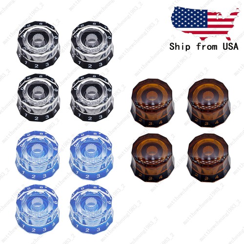 4pcs Guitar Knobs Clear Dodecagon Speed Control Volume Tone Knobs for Les Paul - Afbeelding 1 van 9