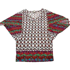 Trina Turk Swim Tunic Sarong Coverup Womens M Bright Multicolor Vacation Artsy