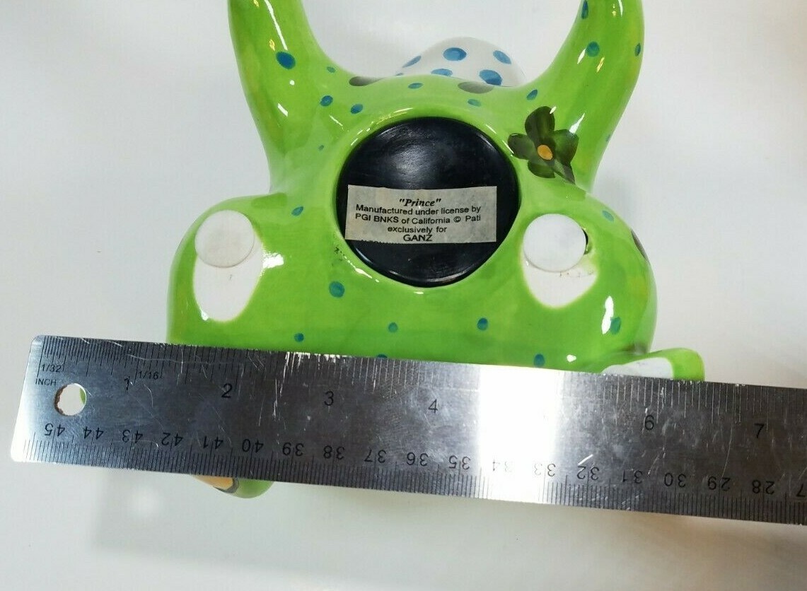 Vintage Ceramic Frog Piggy Coin Bank Still Ganz Pati "Prince" PGI Banks