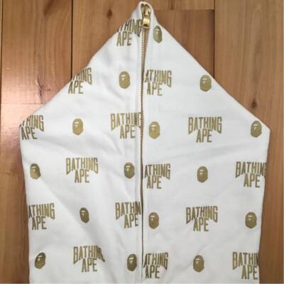 BAPE Monogram BAPE logo full zip hoodie White x Gold A Bathing Ape