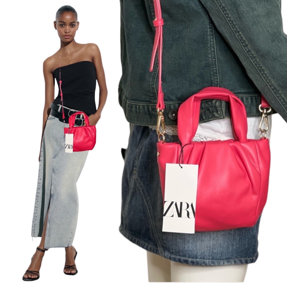 Zara Womens Crossbody Bag mini purse Pink Fuchsia Bag Chutch