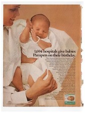 Vintage 1970s mag print ad PAMPERS disposable diapers hospitals babies