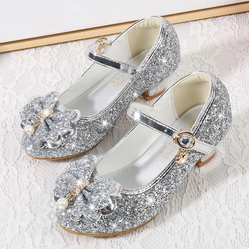 Kinder Mädchen Festliche Schuhe Absatz Glitzer Hochzeit Party Prinzessin Schuhe- - Bild 13 von 39