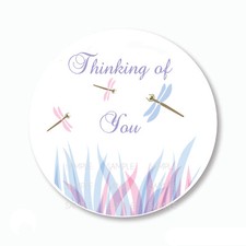 30 Dragonflies Thinking of You Scrapbook Stickers 1.5" Round Envelope Seals