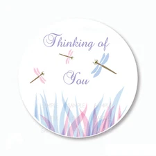 30 Dragonflies Thinking of You Scrapbook Stickers 1.5" Round Envelope Seals