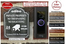 Private Property No Trespassing No Soliciting Camera Surveillance Door Bell Sign